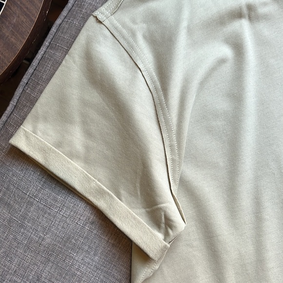 Raw Hem Cropped T-Shirt by Carpetcom Olive Neutral Basic XL - Picture 3 of 5
